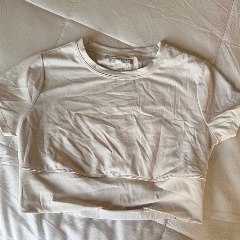 Forever 21 Off-White Crew Neck Crop Top